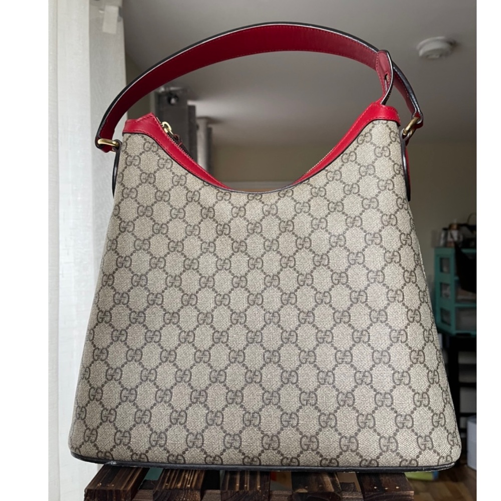GUCCI Linea A Supreme Canvas Hobo Shoulder Bag Beige 414930